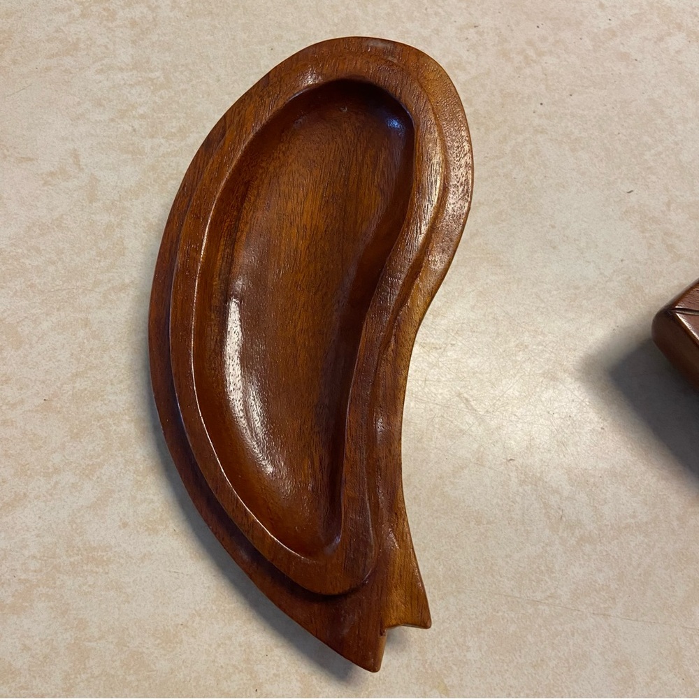 Vintage Hand Carved Wood Fish Lidded Trinket Jewelry Box Candy Dish Fisherman - Picture 6 of 11